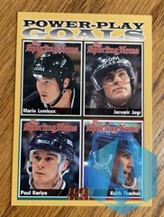 1996-97 Fleer #141 Power Play Goal Leaders Lemieux Jagr Kariya Tkachuk
